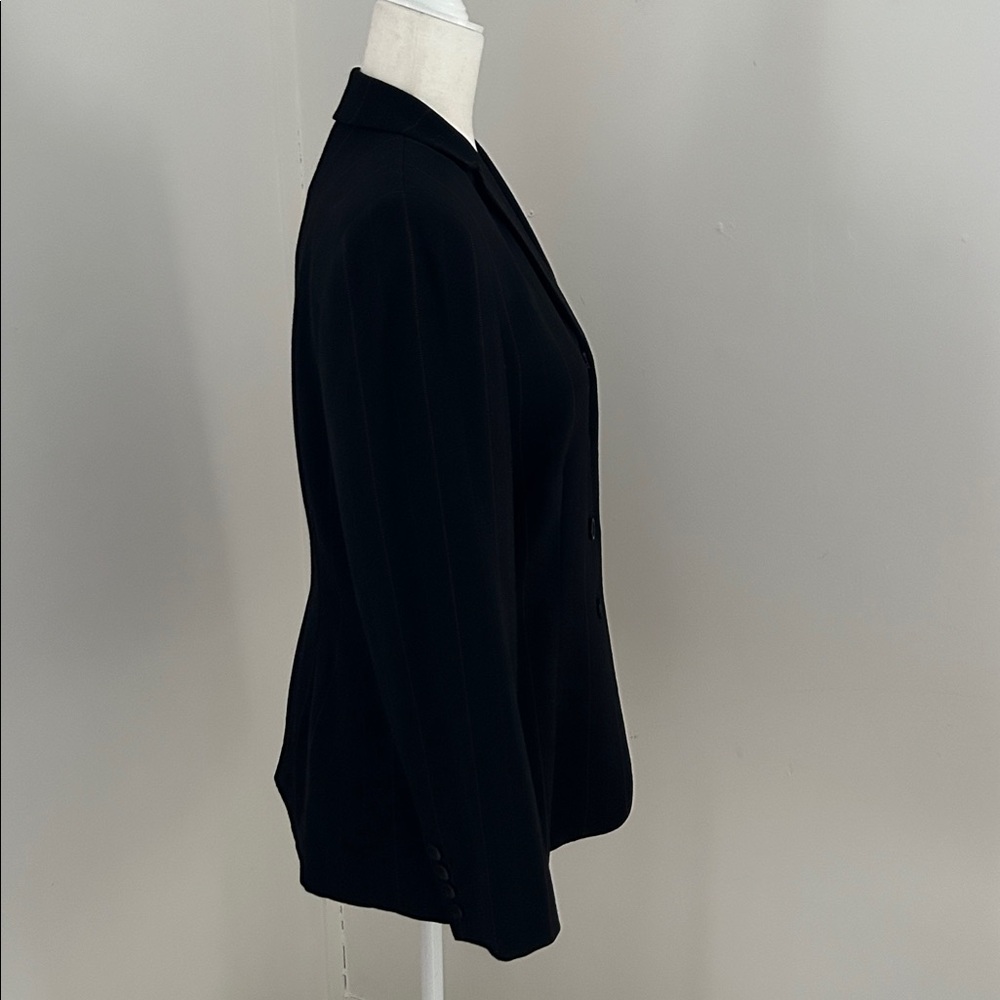 Ann Taylor Black Wool Pinstripe Blazer sz 6 - Picture 3 of 7